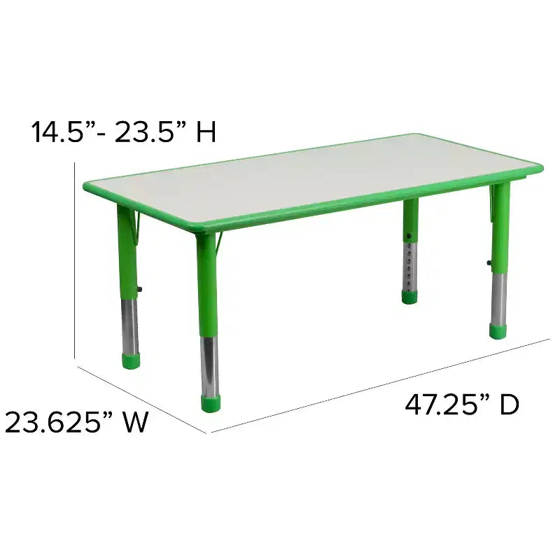 Ensemble table d’activités rectangulaire réglable en hauteur en plastique Emma and Oliver, 23,625 l x 47,25 L, avec 6 chaises
