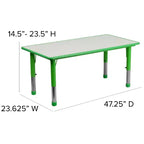 Ensemble table d’activités rectangulaire réglable en hauteur en plastique Emma and Oliver, 23,625 l x 47,25 L, avec 6 chaises