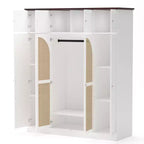 Armoire-penderie haute de 70,87 pouces à 8 portes, grande capacité, avec tringle, étagères réglables et portes décoratives en rotin