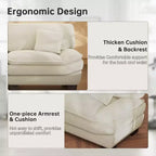 Beige 87 Corduroy Couch with 2 Pillows, Sailboat-Shape Deep Seat Sofa for Living Room, Small Space, Office, Apartment-Morden Fort