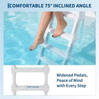 Stevige zwembadladder met 5 treden en dubbele leuningen, antislip en robuuste PE-treden, draagvermogen van 400 lb, geschikt voor ingegraven en bovengrondse zwembaden van 48-54 inch