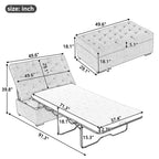 Opvouwbare slaapbank, poef van 49,6 inch met opvouwbare slaapbank, converteerbare slaapplaats met traagschuimmatras en gecapitonneerd ontwerp
