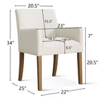Set van 6 gestoffeerde eetkamerstoelen met armleuningen, moderne linnen fauteuils met houten poten, accentstoelen voor eetkamer en woonkamer - Panipeachy