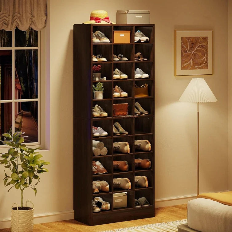 Hohes Schuhregal für 30 Paar Schuhe, 10-stufiger weißer Schuhschrank aus Holz für Kleiderschrank und Eingangsbereich – 10-stufig