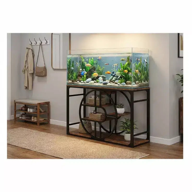 Metall-Aquarienständer für 55–75 Gallonen, belastbarer Fischbeckenständer mit Aufbewahrungsschrank, mehrstufiger Fischbeckenständer mit verstärkten Beinen, geeignet