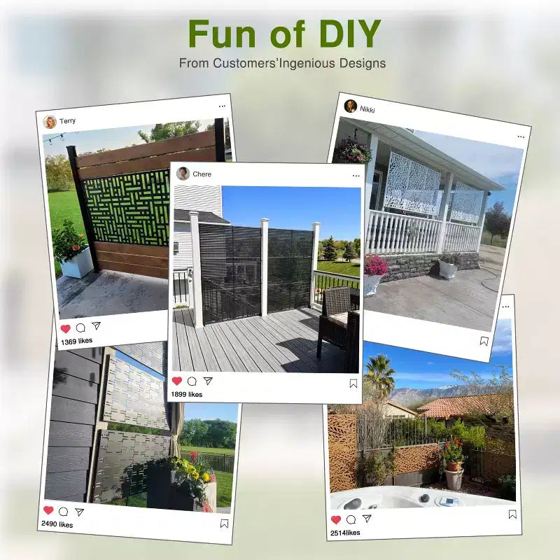 3-Panel Room Divider Screen with Geometric Pattern ?C Black Galvanized Steel