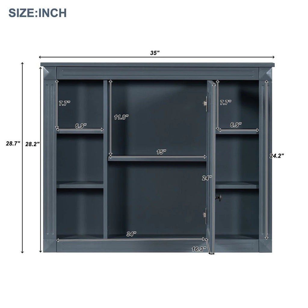Meuble-lavabo moderne de salle de bains de 36 po avec vasque sur plan, armoire à miroir, 2 portes et 2 tiroirs