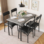 Rectangular Dining Table Set for 4 with Upholstered Chairs