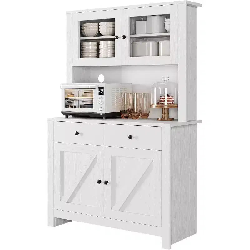 Meuble garde-manger de cuisine avec support pour micro-ondes, vaisselier avec buffet et étagères réglables, pour la cuisine et la salle à manger