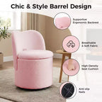 Chaise de coiffeuse pivotante avec rangement, tabouret rond rembourré avec dossier, fauteuil tonneau d’appoint doux et rembourré pour chambre et salon