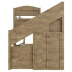 Cadre de lit superposé Whisen Twin XL avec lit gigogne, rangement, escalier de rangement en bois massif, armoire et 3 tiroirs, pour enfants