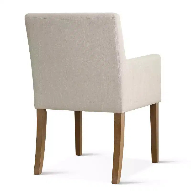 Set van 6 gestoffeerde eetkamerstoelen met armleuningen, moderne linnen fauteuils met houten poten, accentstoelen voor eetkamer en woonkamer - Panipeachy