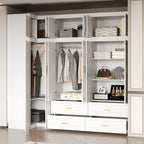 Armoire-penderie de 93,9/74,2 pouces de hauteur avec espace de suspension, tiroirs et rangements