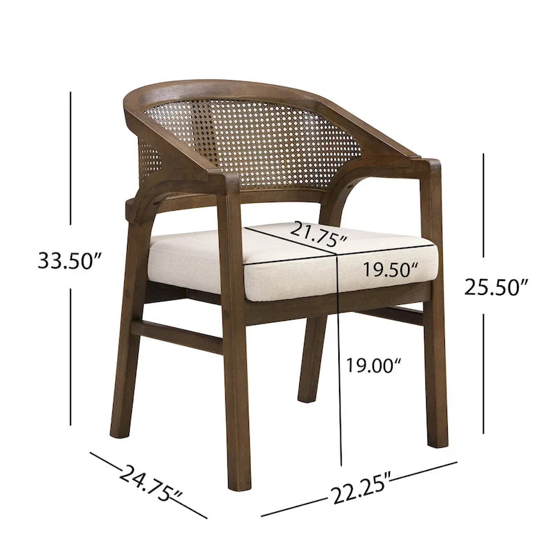 Christopher Knight Home – Chaise de salle à manger rembourrée en cannage (lot de 2)