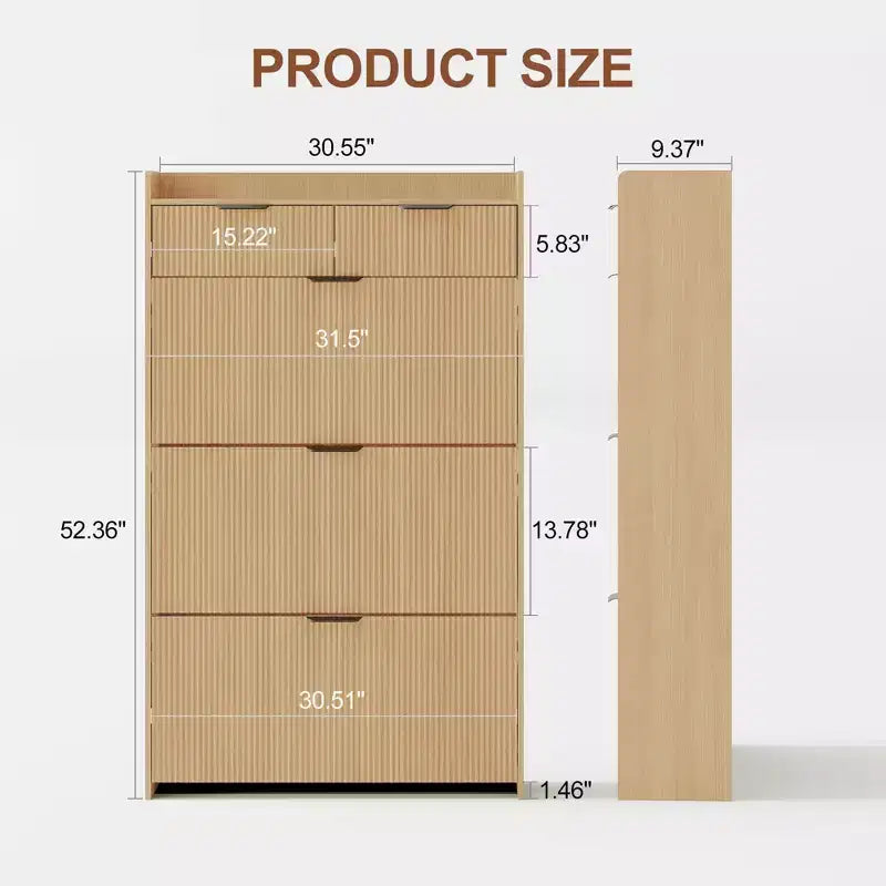 Meuble à chaussures moderne blanc avec 3 tiroirs basculants, 2 petits tiroirs et crochets, meuble de rangement à chaussures étroit à façade cannelée pour entrée