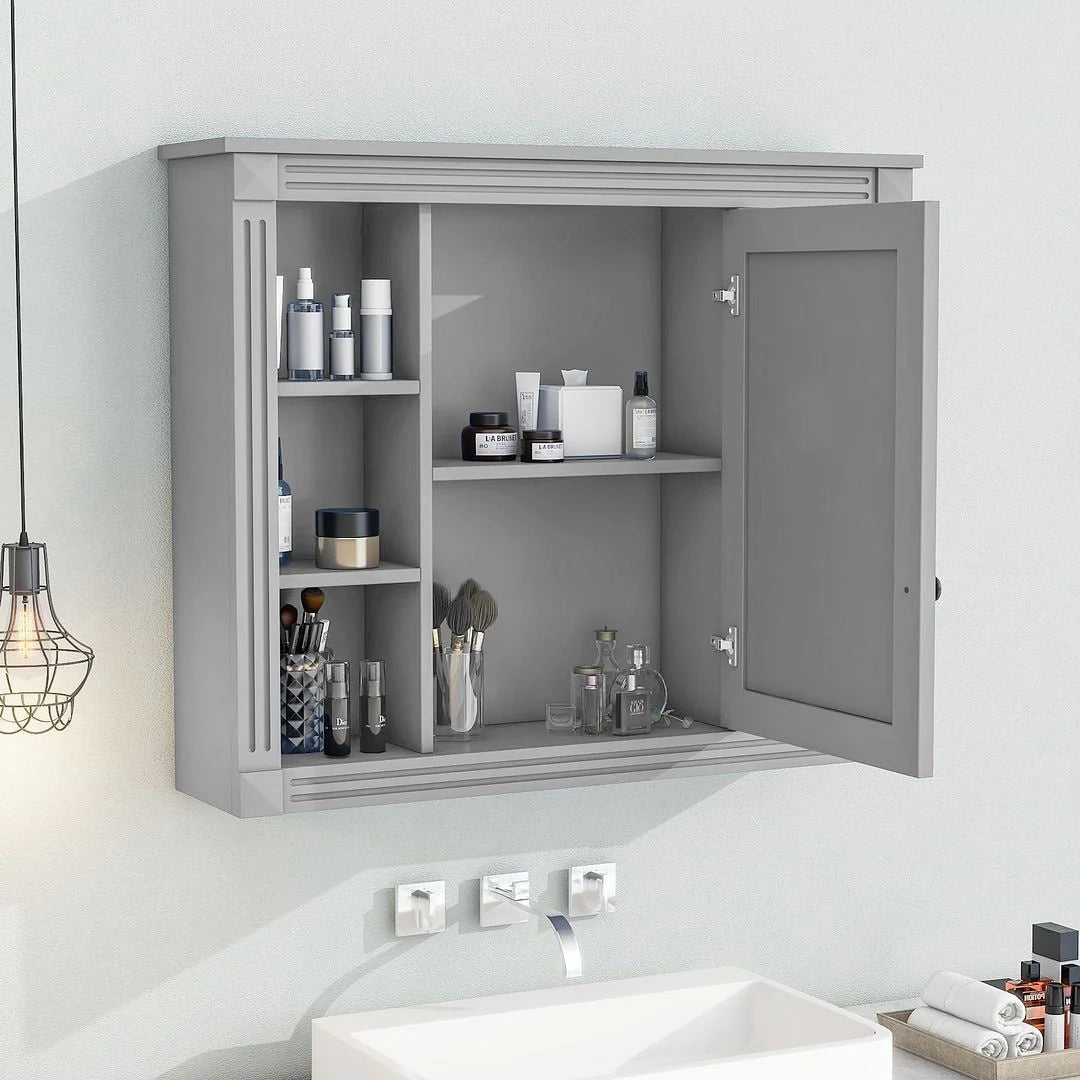 Meuble-lavabo moderne de salle de bains de 36 po avec vasque sur plan, armoire à miroir, 2 portes et 2 tiroirs