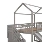 Twin House Loft Bed with Slide and Stairs, Loft Bed with Storage Drawers, Wood Cabin Loft Bed for Kids Toddlers