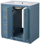 30 Einzelwaschbecken-Badezimmerwaschtisch mit Unterschrank und 3 Schubladen - Schwarz / Blau / Grün / Indigo / Weiß
