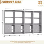 Besiost Set of 4 Closet Organizer with Wooden Drawers and Hanging Rods