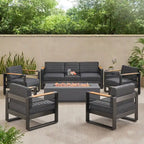 Giovanna aluminium loungeset voor buiten voor 7 personen met vuurkorf van Christopher Knight Home