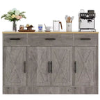 Buffet de rangement Celebalcony, grand meuble de cuisine de 53,4 pouces avec 3 tiroirs et 4 portes, étagère réglable pour la cuisine et le salon