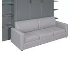 Whisen Modern Design Wood Frame Queen Size Murphy Bed Wall Bed with Sofa and Shelves