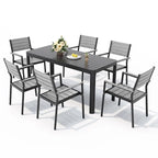 5/7-teiliges Aluminium-Essset für die Terrasse mit stapelbaren Stühlen und ausziehbarem Tisch
