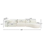 140-Inch Modern Curved Sectional Sofa with Chaise Lounge, 3-Piece Set, for Living Room