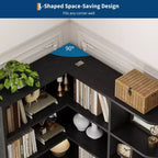Corner Bookshelf, 74 Tall Corner Bookshelves, 6 Tiers L-Shaped Bookcase with Open Shelves and Storage Drawers for Living Room or Home Office