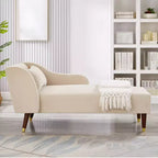 Modern Velvet Chaise Lounge Chair, Upholstered Arm Chaise Lounge with Curved Armrest, Sleeper Lounge Sofa Couch for Bedroom Office Living Room
