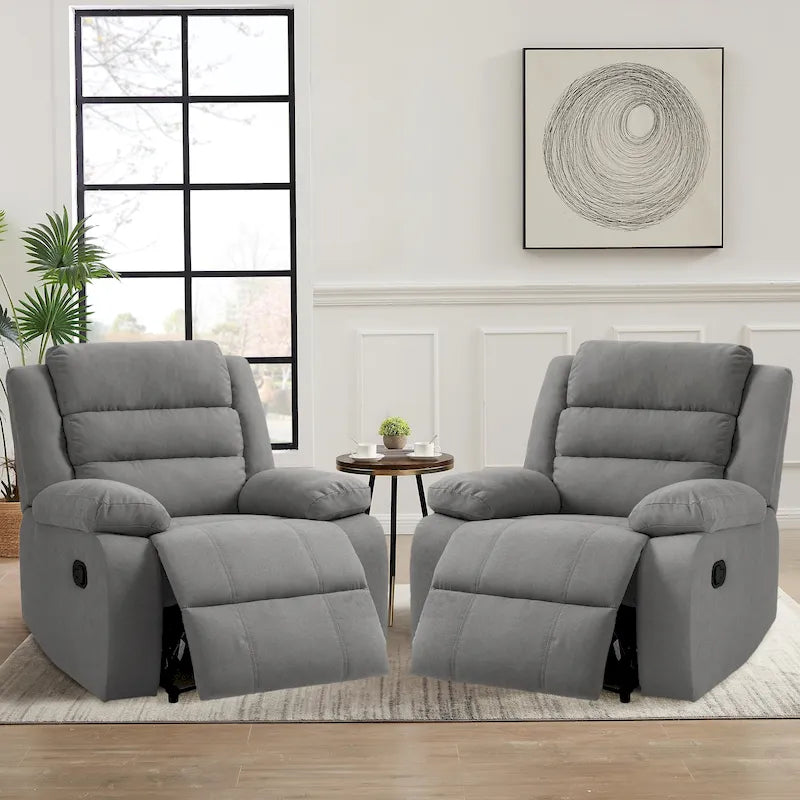 Set van 2 klassieke en traditionele handmatig verstelbare relaxfauteuils