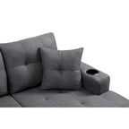 Ecksofa für das Wohnzimmer mit L-förmiger Chaiselongue und Getränkehalter