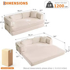 5-in-1 Convertible Sofa Bed, 78.8 Modular Corduroy Sleeper with Sturdy Frame, Multi-Functional Futon for Small Space, Living Room & Guest Room
