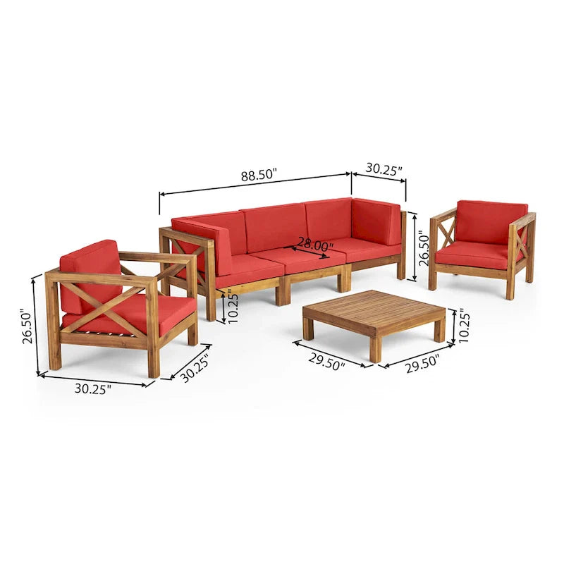 Brava 6-teiliges Outdoor-Set aus Akazienholz von Christopher Knight Home