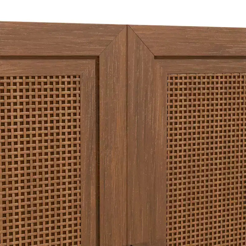 3-teiliges Sideboard-Set mit Rattantüren und verstellbaren Einlegeböden – 93L x 31H