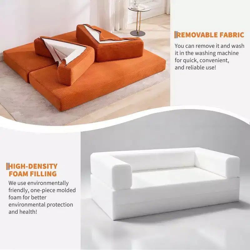 Schlafsofa, 78,8 5-in-1-Klappmatratzen-Couch/Loveseat, formstabiler Stahlrahmen, Cord mit Kissen