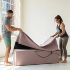 Avana Kami verstellbare Chaiselongue / Yoga und Massage – 2-in-1-Sitzhocker mit verborgenem ausklappbarem Yoga-Loungesessel, Mikrovelours – N/A