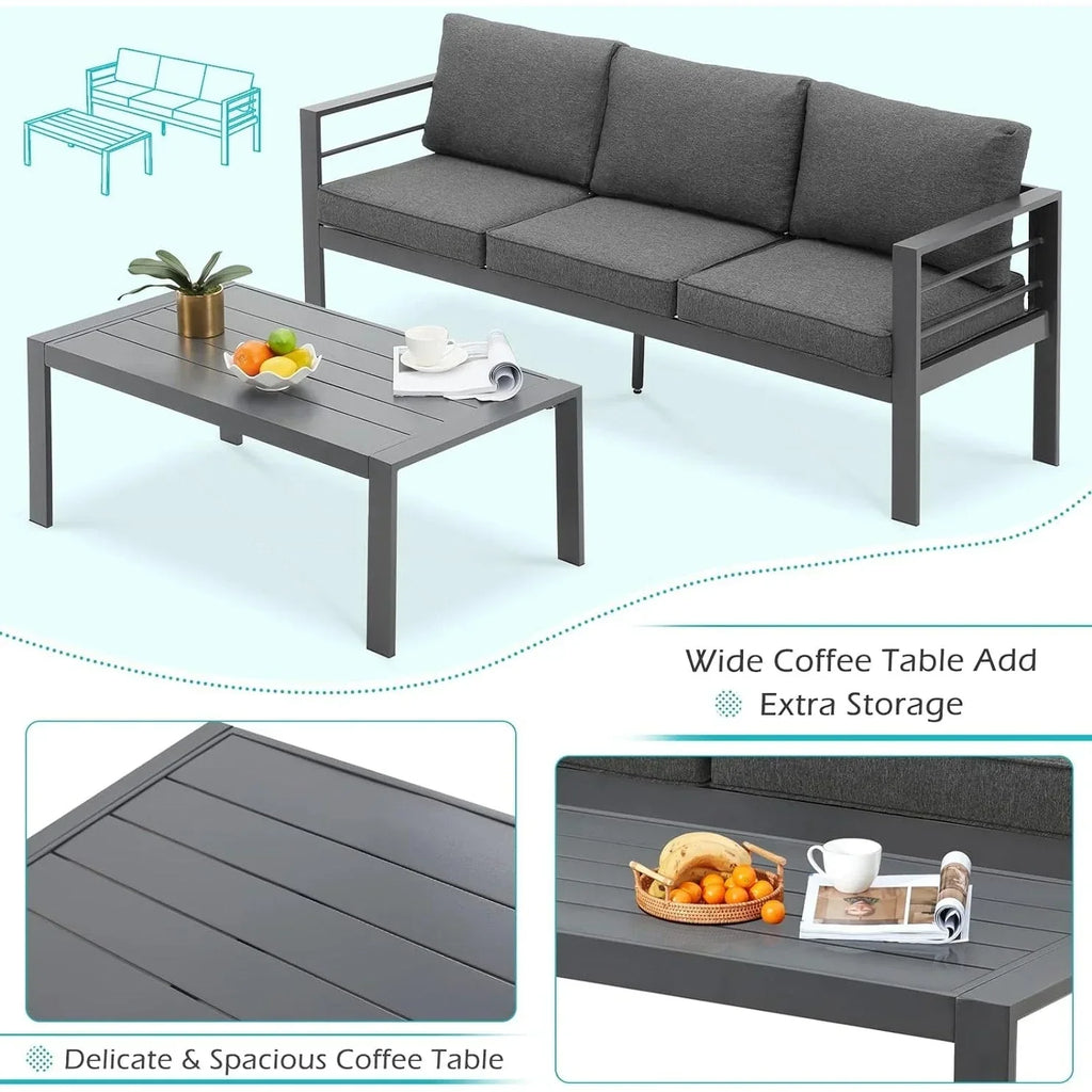 AECOJOY 7-teiliges Aluminiummöbel-Set für die Terrasse, Outdoor-Sitzgruppe