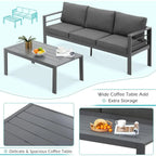 AECOJOY 7-teiliges Aluminiummöbel-Set für die Terrasse, Outdoor-Sitzgruppe