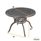Ensemble de salle à manger de patio en aluminium moulé en 5 pièces avec 4 chaises pivotantes
