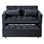 Modernes ausziehbares Schlafsofa, 3-in-1-Schlafsofa mit verstellbarer Rückenlehne, Samt-Loveseat, Kissen und Seitentaschen
