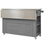 Outdoor Kitchen Island, Rustic Fir Wood with Stainless Steel Top and Smart Storage