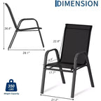 Chaises de patio, ensemble de 4 ou 6 chaises de salle à manger d’extérieur empilables, légères et résistantes à toutes les intempéries, en textilène, avec accoudoirs, pour jardin et terrasse de piscine