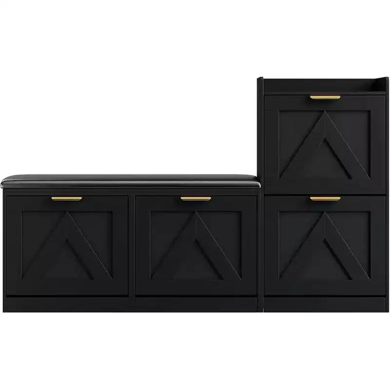 Meuble à chaussures avec banc et 4 tiroirs basculants – Organiseur d’entrée étroit pour 35 à 40 paires