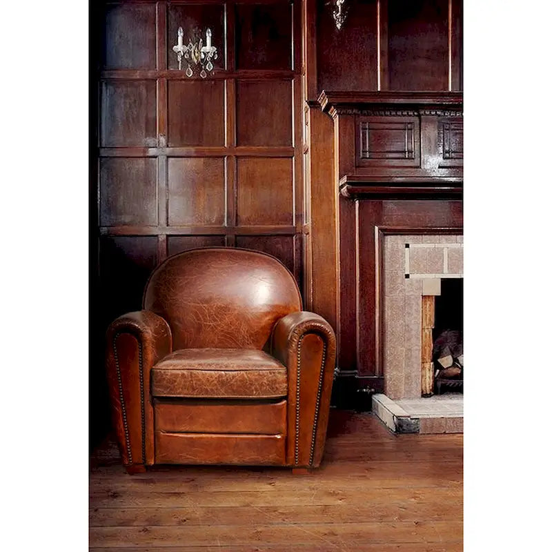 Pasargad Home Paris Clubsessel aus echtem Leder, Braun