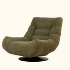 Gele draaibare fauteuil van chenillestof met accent