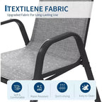 Chaises de patio, ensemble de 4 ou 6 chaises de salle à manger d’extérieur empilables, légères et résistantes à toutes les intempéries, en textilène, avec accoudoirs, pour jardin et terrasse de piscine
