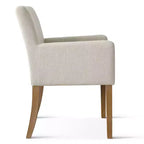 Set van 6 gestoffeerde eetkamerstoelen met armleuningen, moderne linnen fauteuils met houten poten, accentstoelen voor eetkamer en woonkamer - Panipeachy