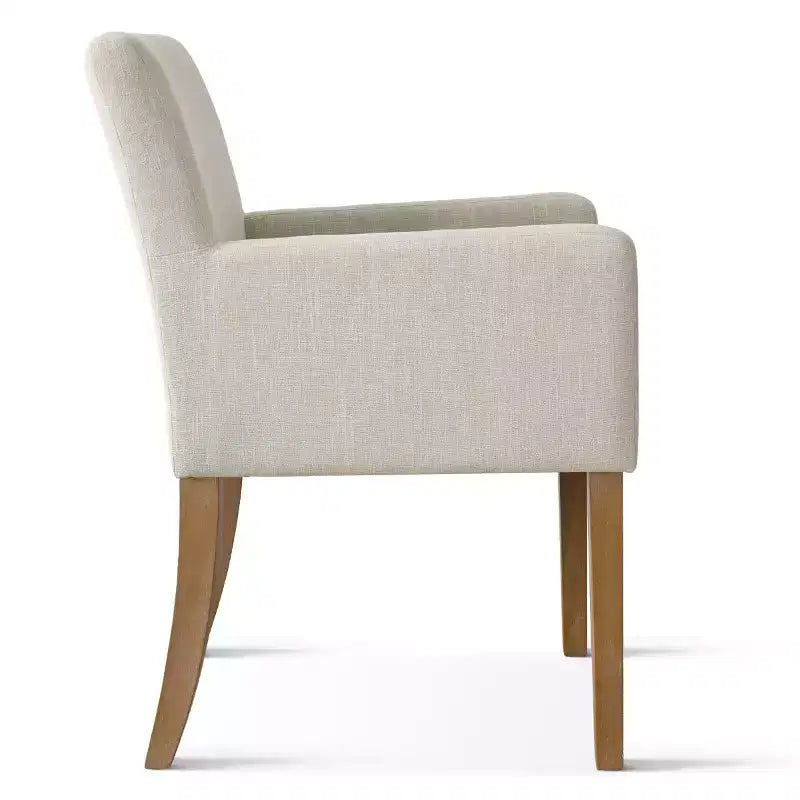 Set van 6 gestoffeerde eetkamerstoelen met armleuningen, moderne linnen fauteuils met houten poten, accentstoelen voor eetkamer en woonkamer - Panipeachy