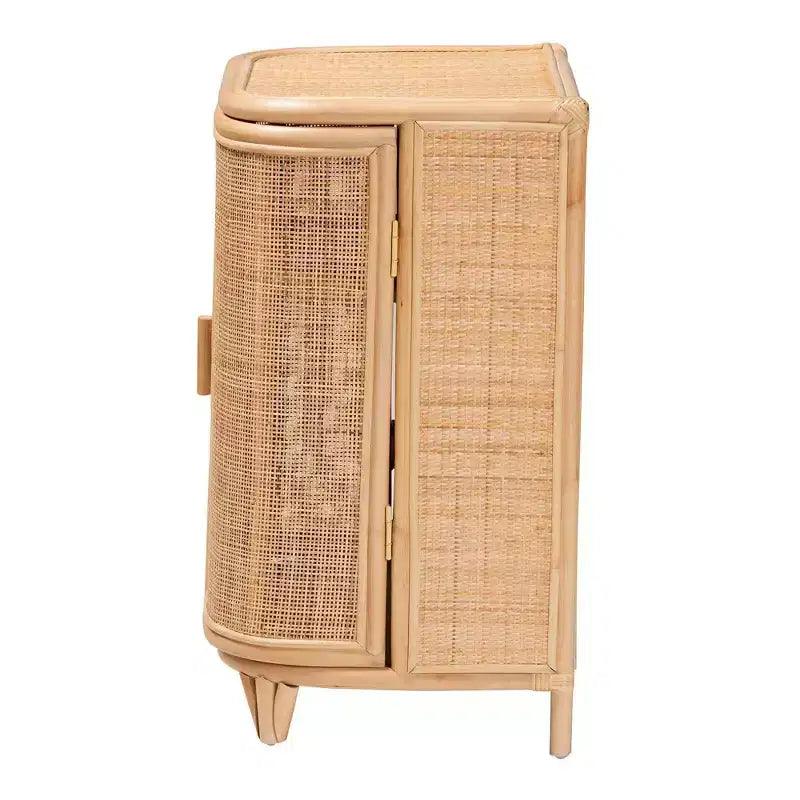 Meuble de rangement en rotin naturel bali & pari Yanka Natural : fabriqué à la main, 2 étagères, design bohème